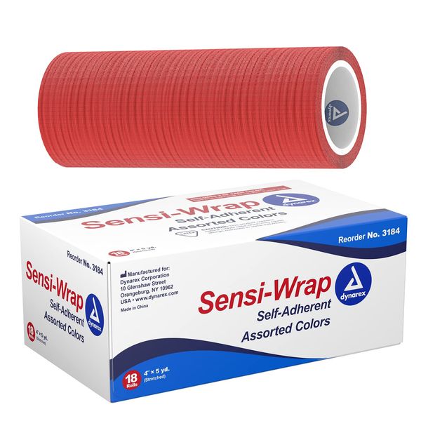 Dynarex Sensi Wrap, Self-Adherent 4" x 5 yds Rainbow (3/color) 18/Cs