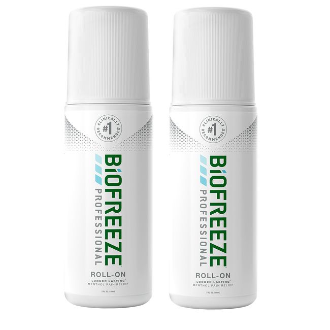 2 Biofreeze Professional 3 oz Gel GREEN ROLL-ON EXP 07/2025 + FREE SHIPPING