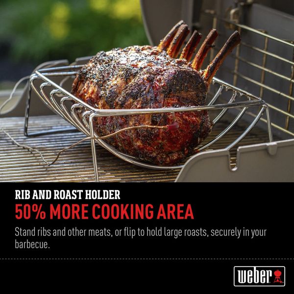 Weber 6469 Spare-Rib-Halter & Bratenkorb, beidseitig nutzbar, passend f r Q 300/3000 und gr ere Gasgrills sowie Holzkohlegrills ab 57 cm