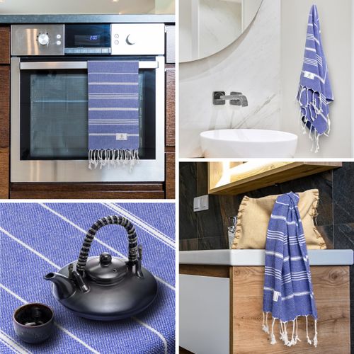 Ossano Turkish Hand Towel - Decorative and Fast Dry Towels for Kitchen and Bathroom - Versatile - Tea, Drying, Hand, Dish, Guest, Face, Bath Towels (30"x18") (Set of 2) - Royal Blue