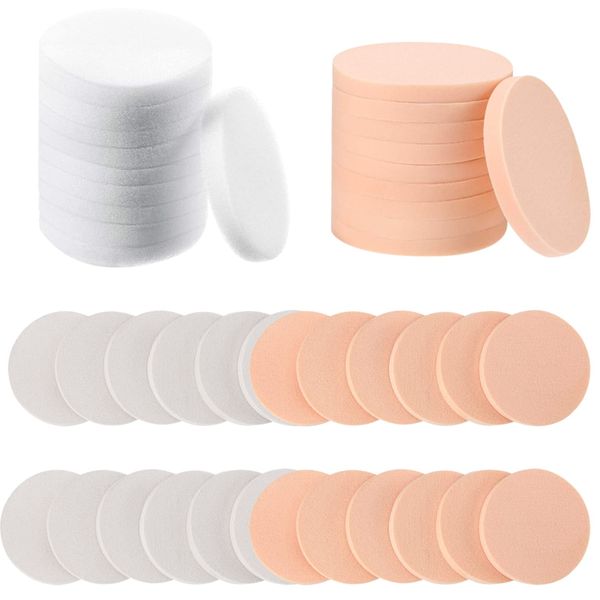 24 PCS Makeup Sponge Round Flat Face Paint Sponges Circle Makeup Sponge Applicator Latex Sponges Makeup Foam Sponge Washable Cosmetic Sponges Pack Makeup Puff Sponge for Foundation Concealer Blending