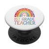 1st Grade Teacher Crew Team Vibes Rainbow Design PopSockets Adhesive PopGrip