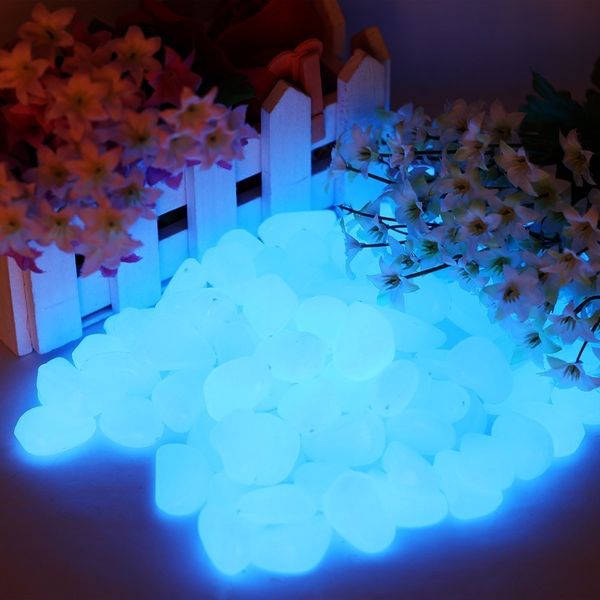 chic style 340pcs Glow in The Dark Garden Pebbles, Gardening Luminous Glow Stones Outdoor Decor Glowing Water Fish Tank Gravel (Blue)