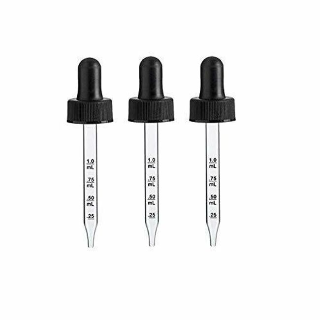 Comfort Axis Graduated Glass Droppers Black for 1 oz Round Bottles  3 Pack