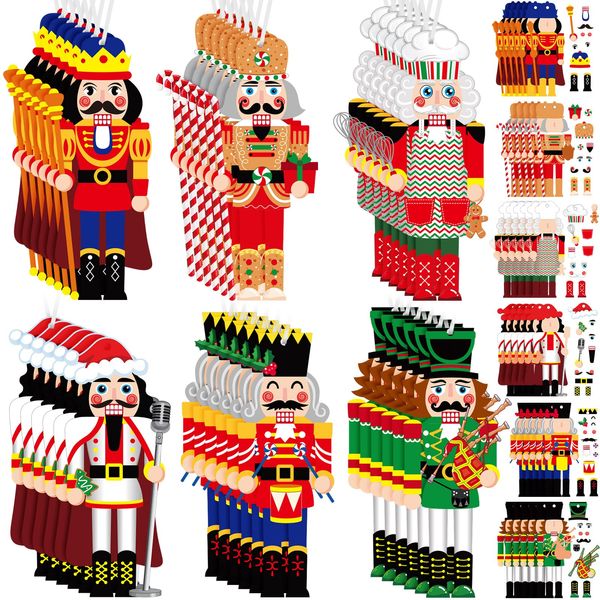 Civaner 24 Sets Nutcracker Christmas Stickers Nutcracker Ornaments for Christmas Tree Decorations DIY Crafts Gingerbread Stickers Xmas for Boys Girls Gift Winter Holiday Classroom Party Supplies