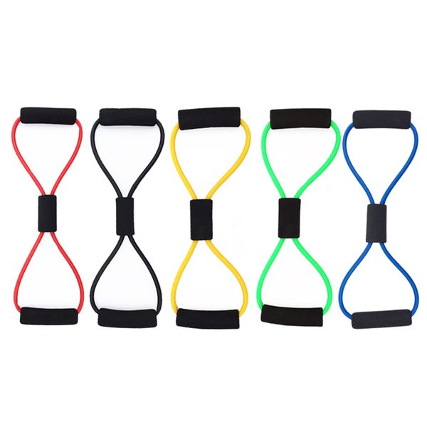 YanHLQJY 1 Pcs Resistance Bands 8 Figure Shaped Tension Rope Shoulder Elastic Band for Yoga Fitness Home Gym (Random Color)