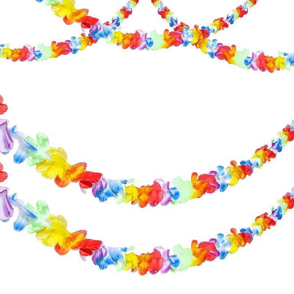 4 Pack Hawaiian Garlands, Hawaiian Luau Aloha Flower Lei, Tropical Party Decorations Favours, Hawaiian Bunting Beach Theme Lays Party Hanging Decorations for Fancy Dress Accessories