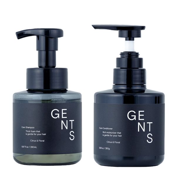 GENTS Kamiwa Shampoo & Conditioner Set, 8.5 fl oz (280 ml) Each, Soft Hair, Scalp, Volume Up, Perfume, Jointly Developed by Hairdressers, Hair Diagnostician, Citrus & Floral Scent, Men's