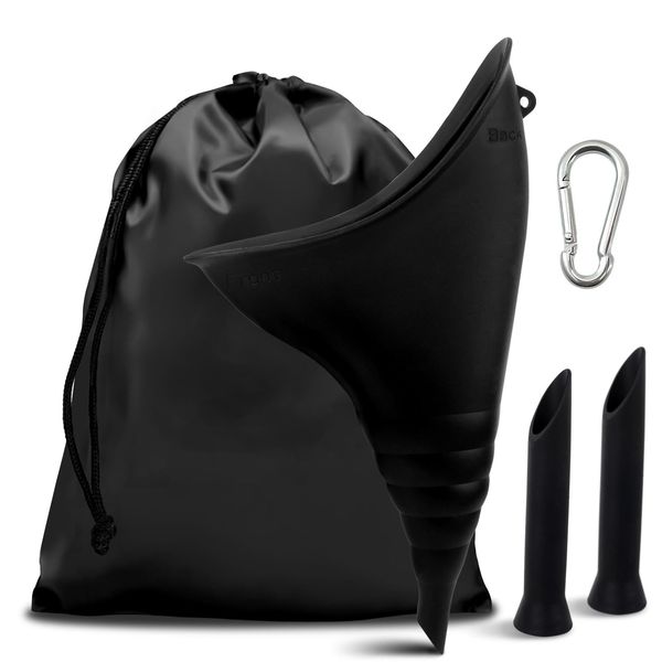 GWAWG Urinella für Frauen Weibliches Urinal Silikon Trichter Tragbares Urinal für Frauen Wiederverwendbar für Outdoor Aktivitäten Camping Wandern Reisen Schwarz