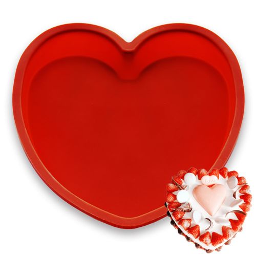 QTECLOR Silicone Heart Shaped Cake Pans, Nonstick Heart Cake Mold, Heart Shaped Baking Pans for Cakes and Brownies, Easy Clean, Freezer, Microwave and Oven Safe (A)