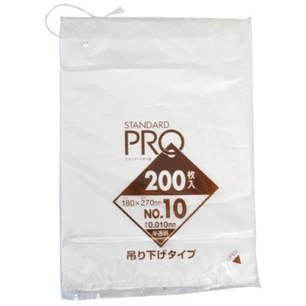 Nippon Sanipak Plastic Storage Bags, Standard Bags, Hanging, Standard Pro, Translucent, 200 Pieces, Trash Bags No. 10