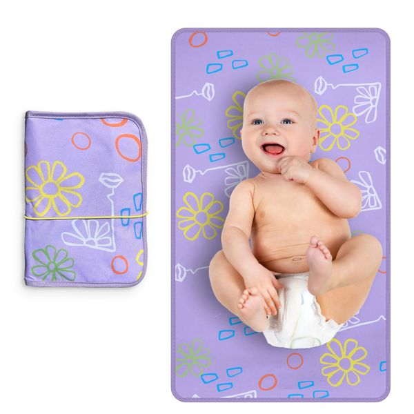 Freestyle Portable Diaper Changing Pad | Foldable, Waterproof Baby Changing Pad With Stylish Wet Wipes Pouch | Travel Changing Pad For Newborn, Quick Access Baby Changing Mat For Diaper Bag Essentials