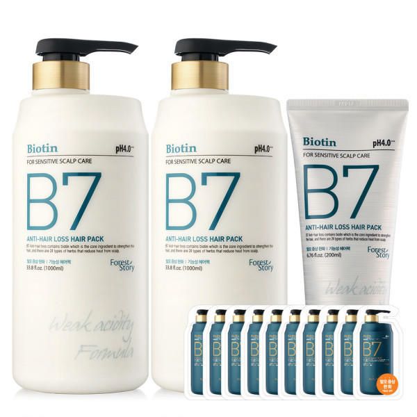 B7 Mildly Acidic Hair Loss Hair Pack (Final Price 24,570 Won) 1000ml+1000ml+200ml+10 sheets+Discount Coupon