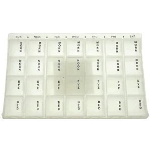 7 DAY PILL BOX TABLET DISPENSER COMPARTMENTS REMOVABLE BRAILLE LETTERS ON TOP