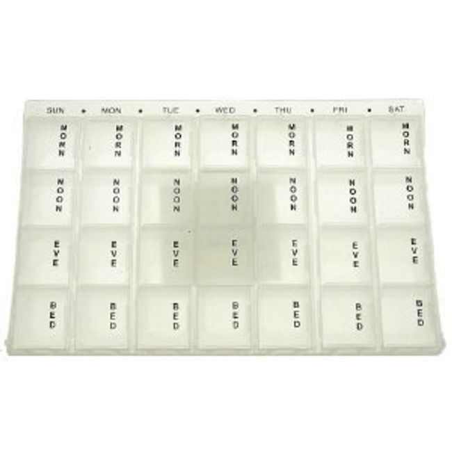 7 DAY PILL BOX TABLET DISPENSER COMPARTMENTS REMOVABLE BRAILLE LETTERS ON TOP