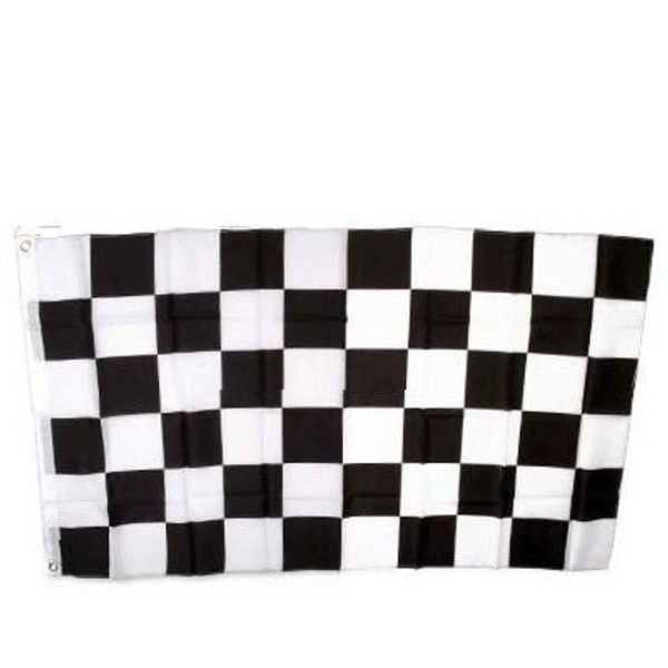 SHOPZEUS Checkered Black Flag Polyester 3 ft. x 5 ft.