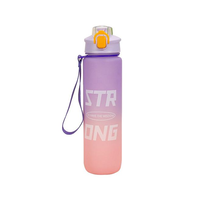 Gradient Water Bottle With Time Marker And Straw - Large Capacity