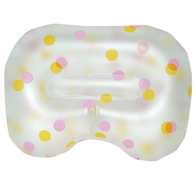 Relax Bath Pillow, Dot Pattern, Pink with Suction Cups, Made in Japan