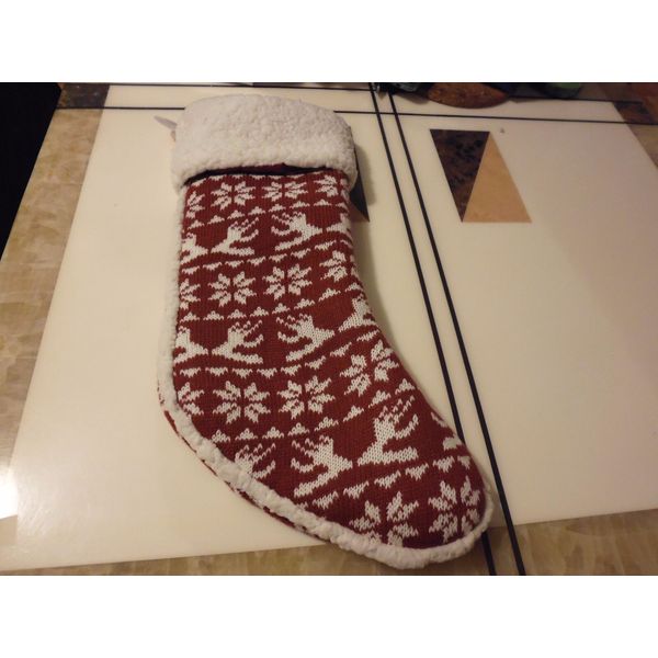 Boots & Barkley Pet Dog Cat Holiday Stocking Red White Knit Sweater Pattern