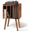 Versatile Acacia Record Holder & Stylish Side Table - Holds 100 Vinyl Records