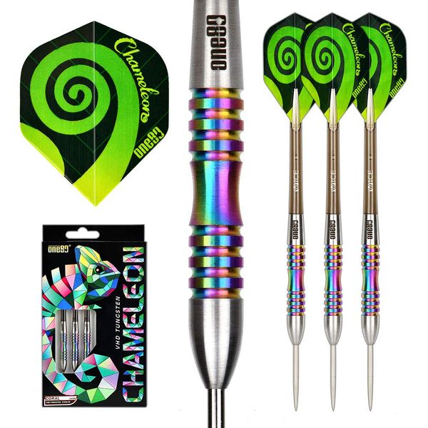 ONE80 90% Tungsten Steel Tip Darts Sets Chameleon, Night Hunter Professional Darts Set (CR 23g)