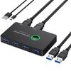 USB 3.0 Switch, USB Switcher 2 Computers Share 4 USB for PC Mouse Keyboard Printer Scanner, USB Switch Selector Compatible with Windows, Mac, Linux