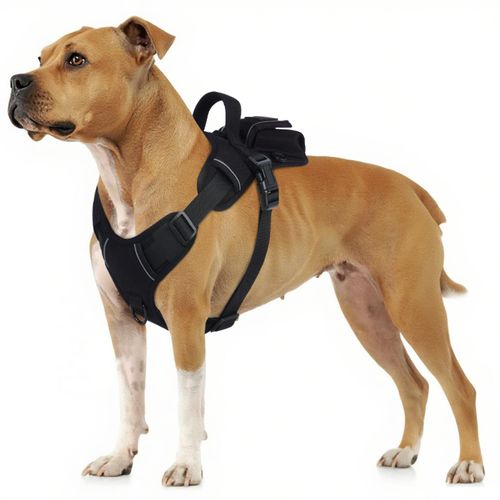 BRKURLEG Dog Harness,Dog Vest with Handle, No Pull Pet Vest Harness with Pocket and Easy Control for Training Walking Hiking, Adjustable and Reflective, Black, S