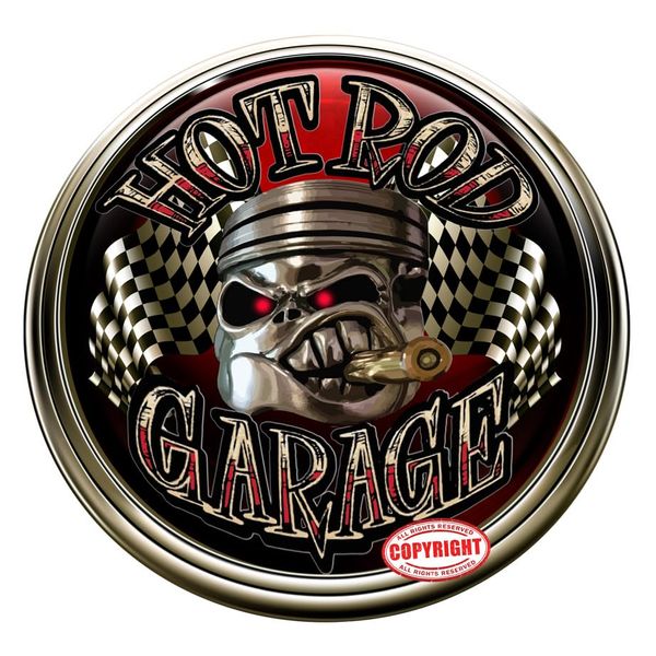 Hot Rod Garage Piston Crest Decal (18" x 18")