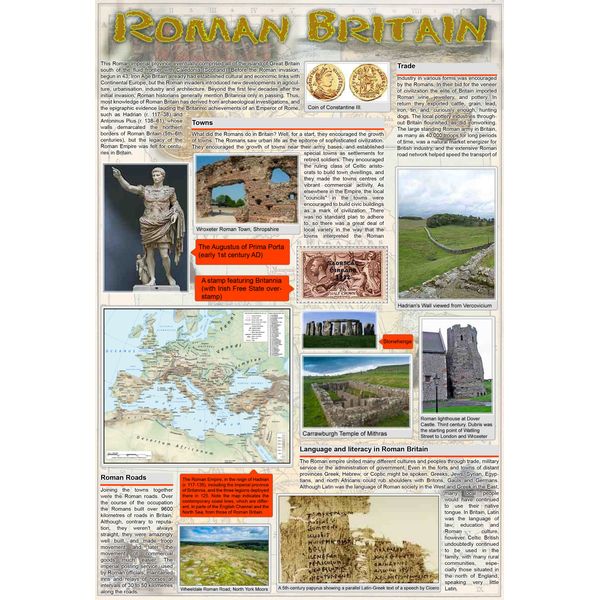 laminated ROMAN BRITAIN poster | educational history teaching wall chart new