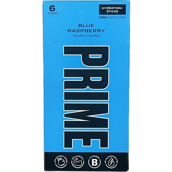 PRIME HYDRATION STICKS BLUE RASPBERRY FLAVORS 6 STICKS PER 2.05 OZ BOX ICE POP