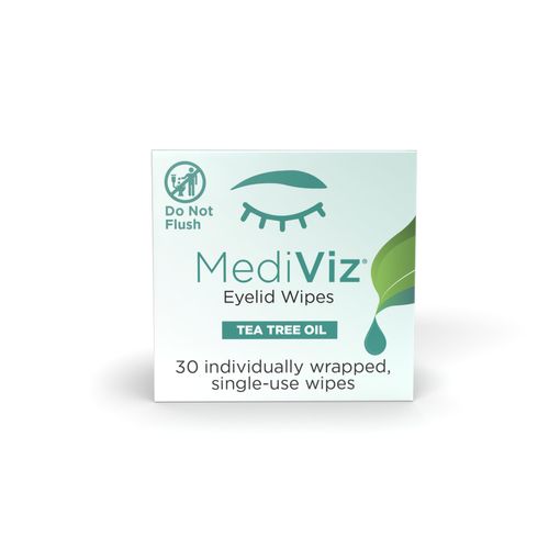 Mediviz Tea Tree Eyelid Wipes - Hypoallergenic Formula Helps Irritated, Crusty Eyelids and Meibomian Glands - 30 Pack
