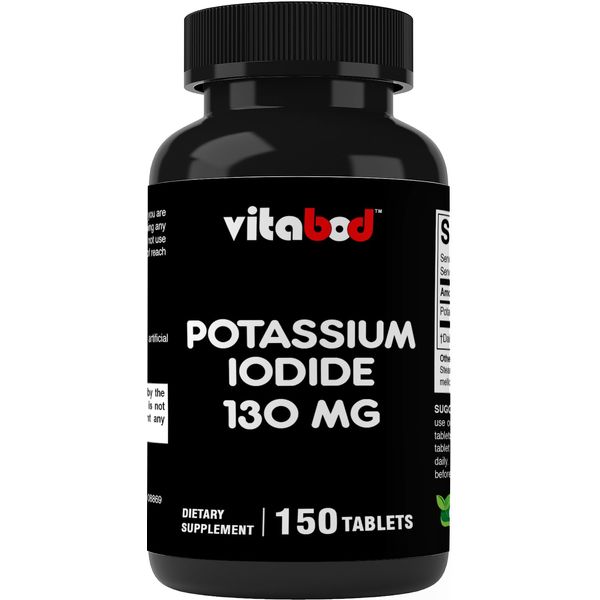 Vitabod Potassium Iodide Dietary Supplement 130 mg per Serving - 150 Tablets (2 Bottles)