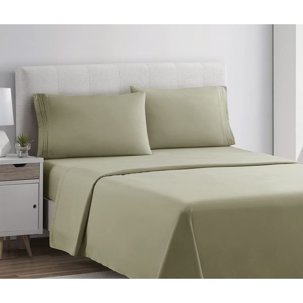 Clara Clark Queen Sheets Set, Deep Pocket Bed Sheets for Queen Size Bed - 4 Piece Queen Size Sheets, Extra Soft Bedding Sheets & Pillowcases, Sage Green Sheets Queen