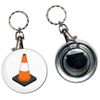 Traffic Cone - 55mm Button Badge Bottle Opener Key Ring