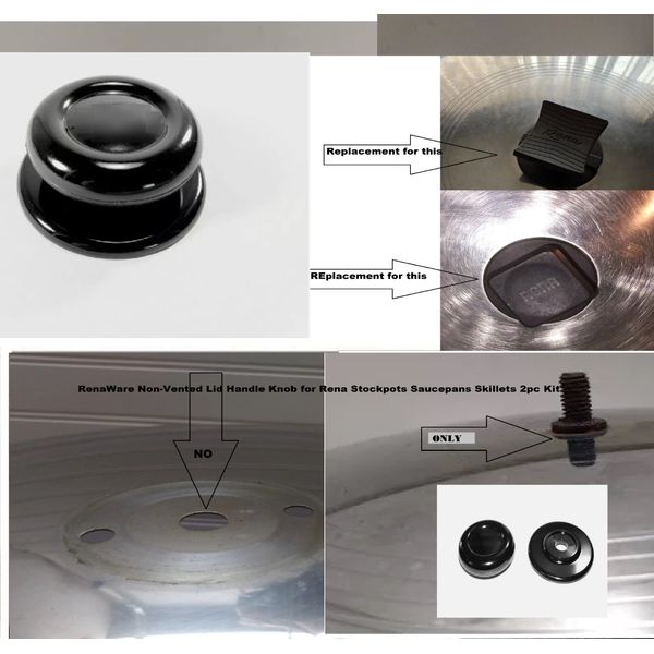 Replacement for RenaWare Non-Vented Lid Handle Knob Rena Pans Pots Skillets Kit