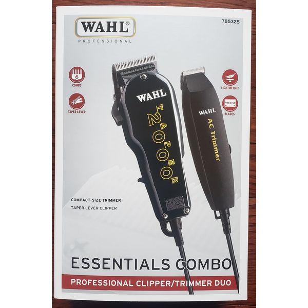 Wahl Essentials Combo Clipper and Trimmer w/Guards & Blade Brush #8329