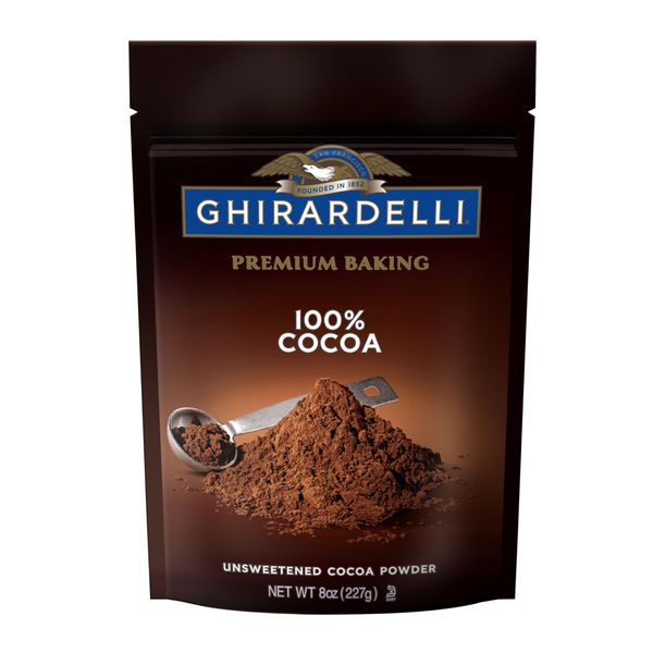 GHIRARDELLI Premium Baking Cocoa 100% Unsweetened Cocoa Powder, 8 OZ Bag