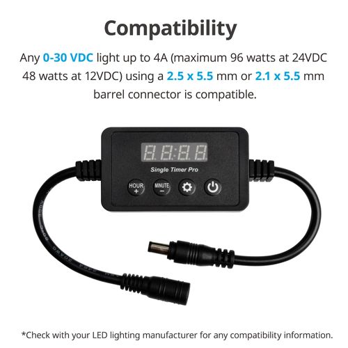 NICREW LED Timer with 2.1mm/2.5mm Plug, Single Channel Programmable Digital Controller for 16-30V DC Aquarium Lights