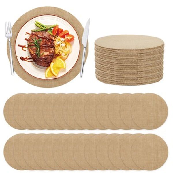80 PCS Round Burlap Placemats 11.8 Inch Jute Rustic Place Mats Fall Reusable ...