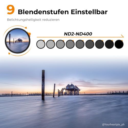 K&F Concept Nano-X 82 mm ND Filter Variable Neutral Density Filter ND2-400 (1-9 Stop) Vario ND Filter with Filter Bag