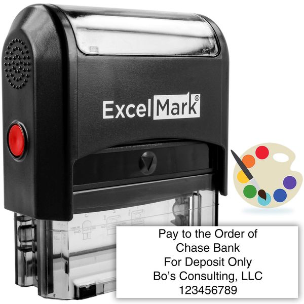 ExcelMark Large Return Address Stamp - Up to 5 Lines - Custom Self Inking Rubber Stamp - Customize Online with Many Font Choices - Large Size