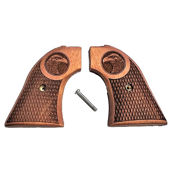 Fits Heritage Rough Rider Grips ~ .22 Model ~ Walnut Carved Eagle Checker