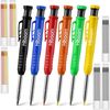 Hiboom Carpenter Pencil Set, 6-Piece with Built-in Sharpener, Long Nose Tip, ...