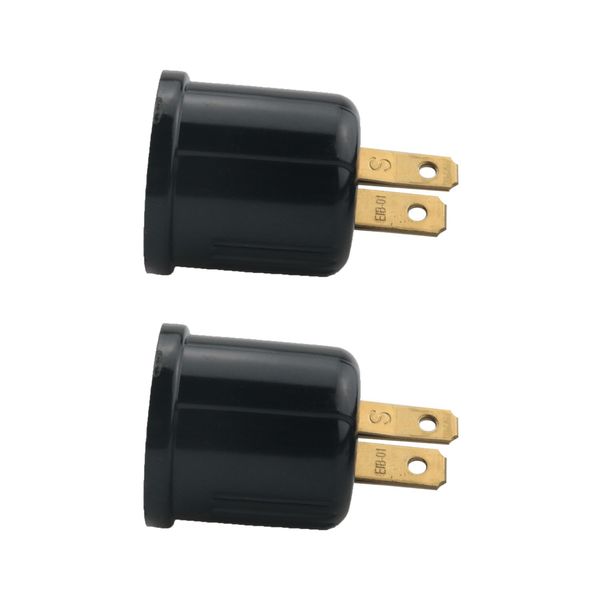 WELWIK 2PCS Black Plastic Light Power Bulb Socket Adaptor Lamp Head Converters E26 E27 Screw Base Outlet 600W 125V