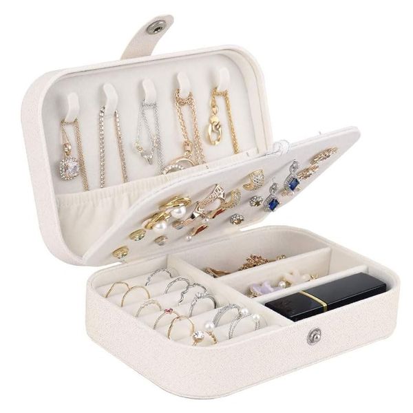 homchen Travel Jewellery Organiser Bag, Jewelry Storage Box Case for Bracelet, Earrings, Rings, Necklace (White)