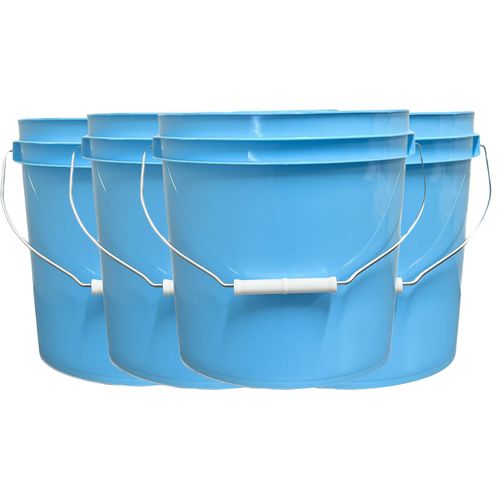 House Naturals 2 Gallon Food Grade Plastic Bucket with Screw on Lids, Made in USA, Pack of 4