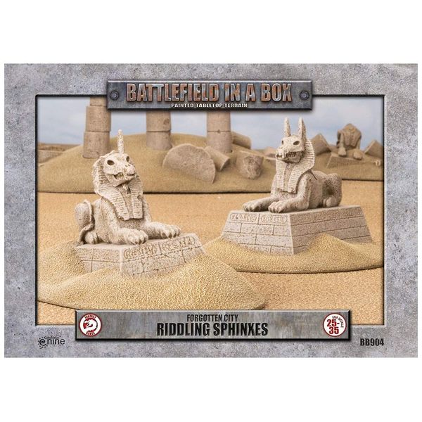 Battlefield In A Box: Forgotten City Riddling Sphinxes (BB904) - Includes 2 Pre-Painted Sphinxes, 35mm Terrain, Gale Force Nine, Tabletop Ready Scenery, Roleplaying Game Terrain, RPG Accessories