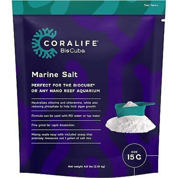 Coralife BioCube Aquarium Fish Tank Marine Salt, 15 Gallon 15