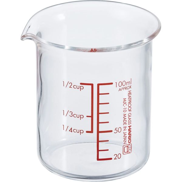 HARIO MJC-10-R-BK Measuring Cup, Made in Japan, Heat Resistant Glass, 3.4 fl oz (100 ml)