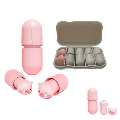 Archtypes Ear Plugs for Kids Small Live Hearing Sensitive Sleeping, Completely Sound Insulated, No Studying, Noise Cancelling, Mixer Soundproofing Carapin (PIGGY)